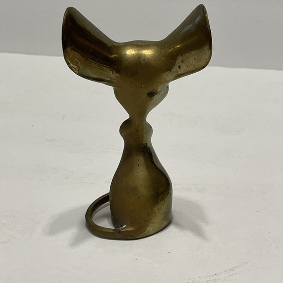 Vintage Brass Mouse Big Ears Long MCM Figurine Paperweight Mid Century Modern - Picture 6 of 8